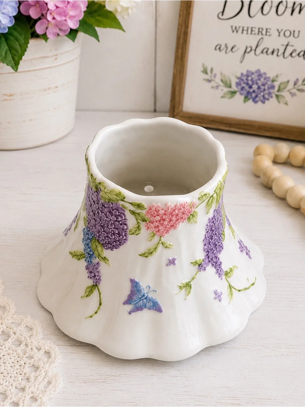 Yankee Candle Hydrangea Garden Shade & Plate Set Butterfly